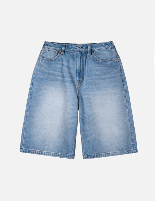 Seagull Embroidery Regular Fit Washed Denim Shorts